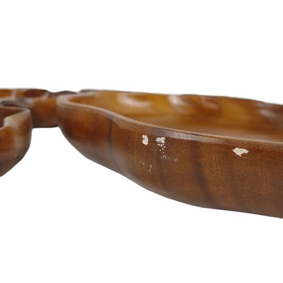 Vtg Blair Hawaii Honolulu Monkey Pod Wood Leaf Bowls 6pc Set 1960s Serving Tray - Picture 4 of 12